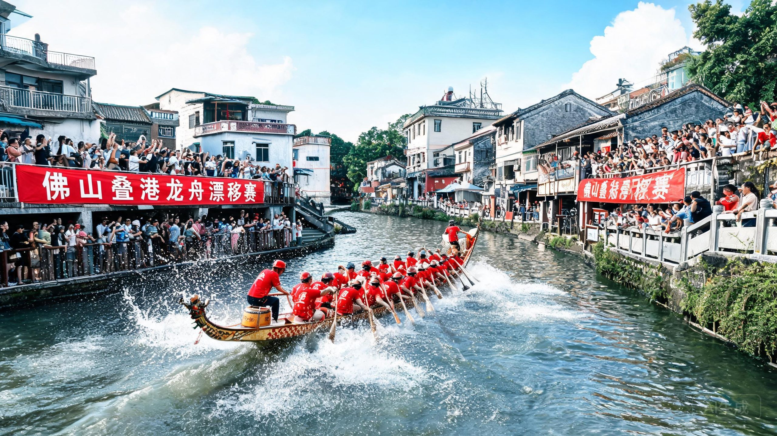 佛山叠滘龙舟漂移比赛场景
