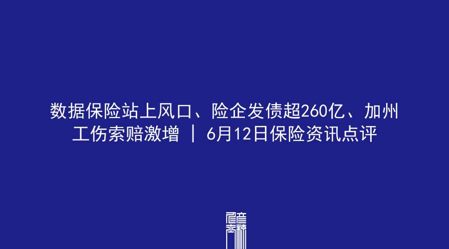 数据保险站上风口、险企发债超260亿、加州工伤索赔激增 | 6月12日保险资讯点评